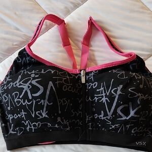 VSX Black and Pink Graphic Sports Bra